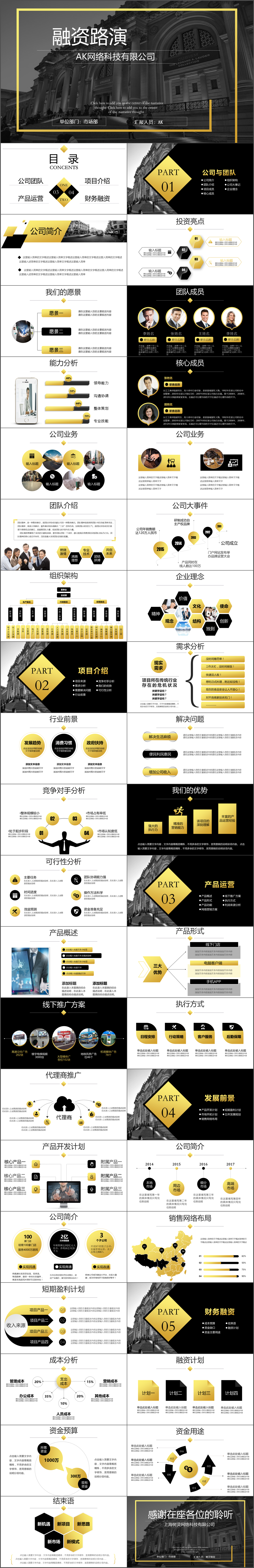 精品欧美高端配色商务计划融资PPT模板