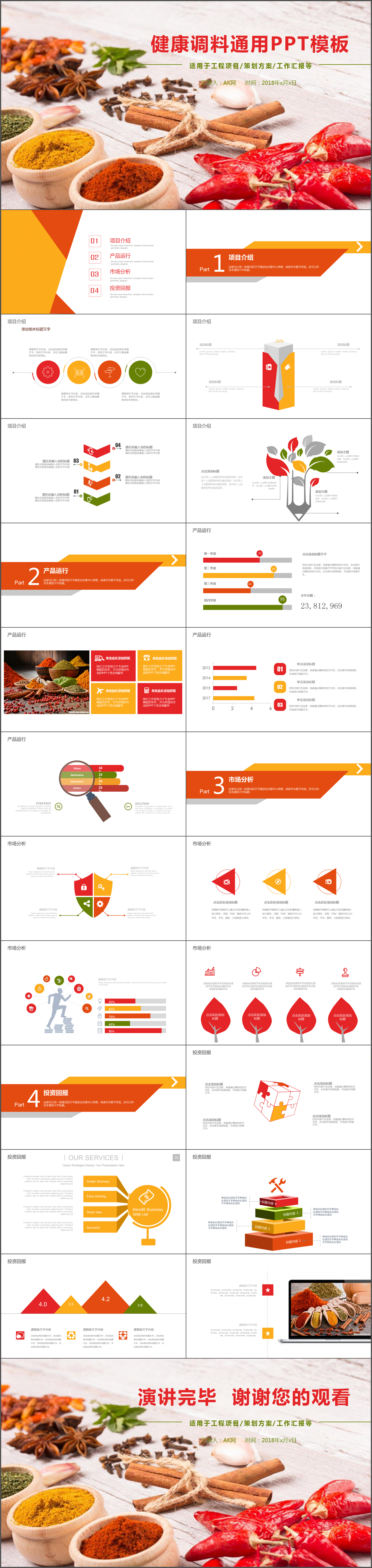 健康调料通用工作汇报项目报告PPT模板