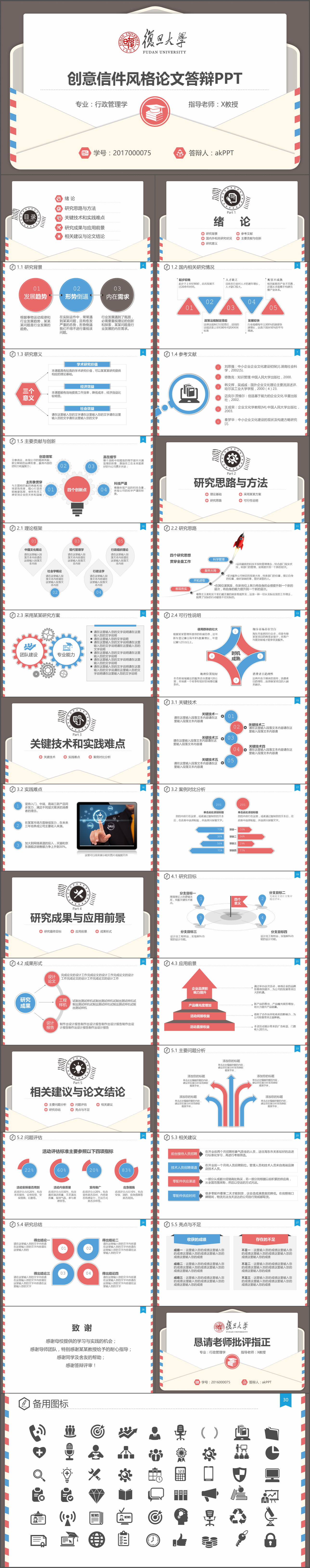 创意信件毕业设计答辩PPT模板