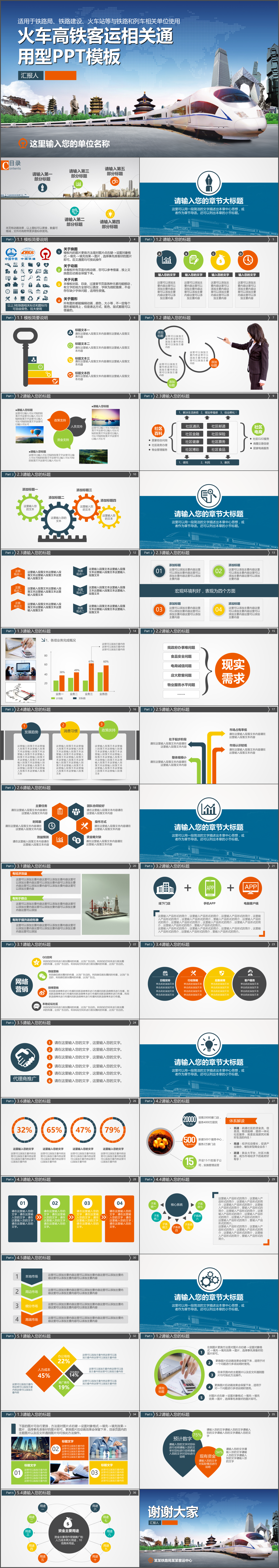 火车高铁客运相关通用型PPT模板