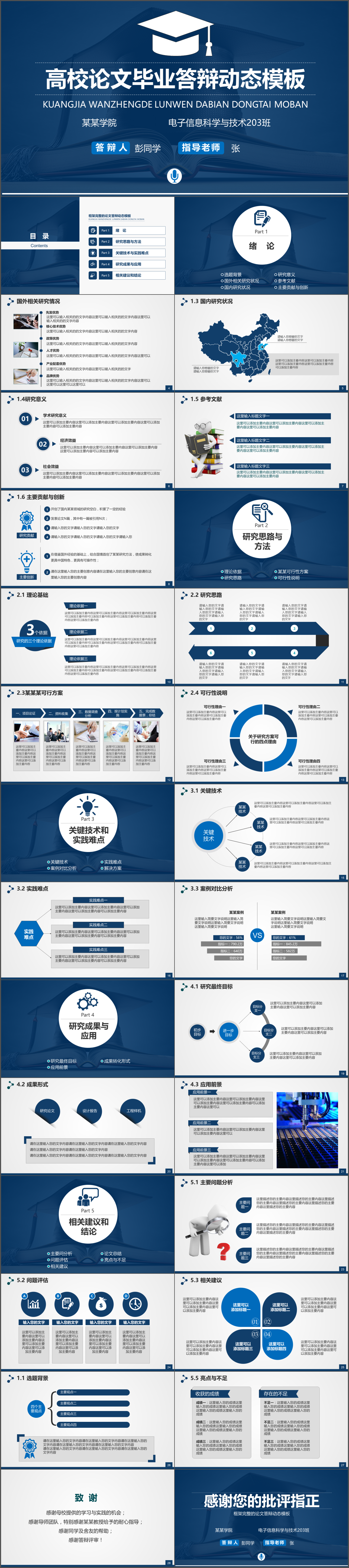 完整动态高校论文毕业答辩PPT模板
